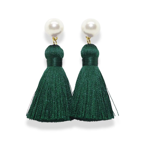 Pearl Tassel Earrings Jade - Picture 1 of 2